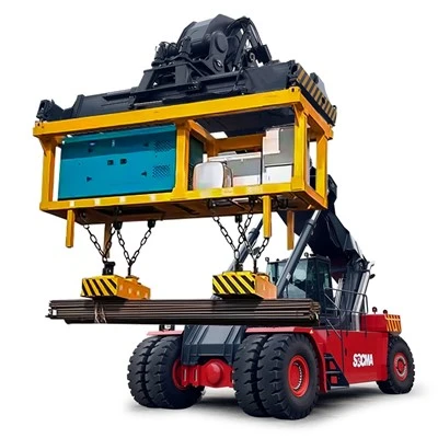 Efficient Reach Stacker With Electromagnets For Steel Bar Lifting And Heavy-Duty Material Handling