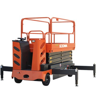 SOCMA 500kg Capacity Height Of 9m Ectric Hydraulic Aerial Work Platform Station Driving Scissor Lift