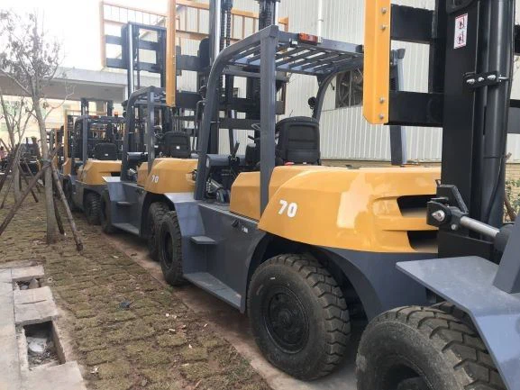 7 Ton Forklift Engine Mitsubishi Lift Height 6 Meter Mast 3 Stage Work For Logistics And Warehouse